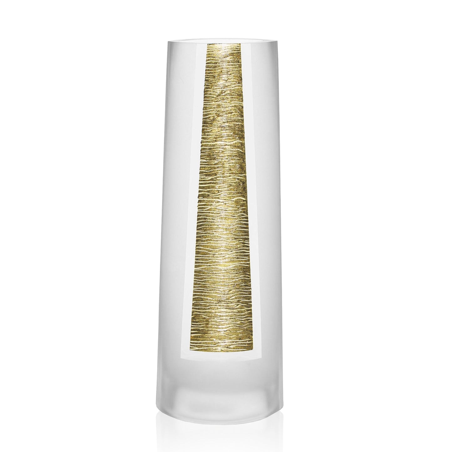 10.5 inch mouth blown hand decorated gold vase artisan crystal glass with elegant gold accents