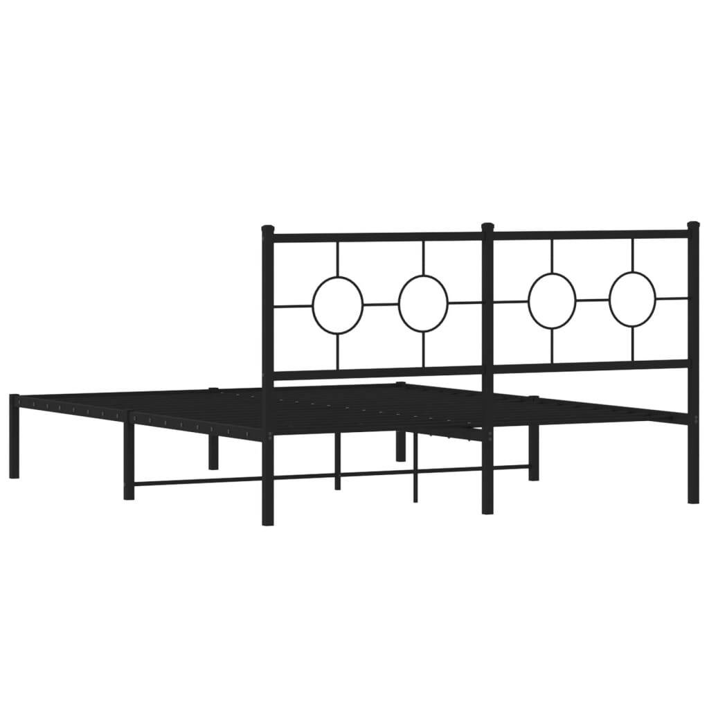 Industrial black steel bed frame in minimalist bedroom with modern styling