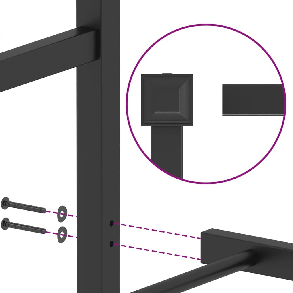 Technical view of king size bed frame showing dimensions and assembly details