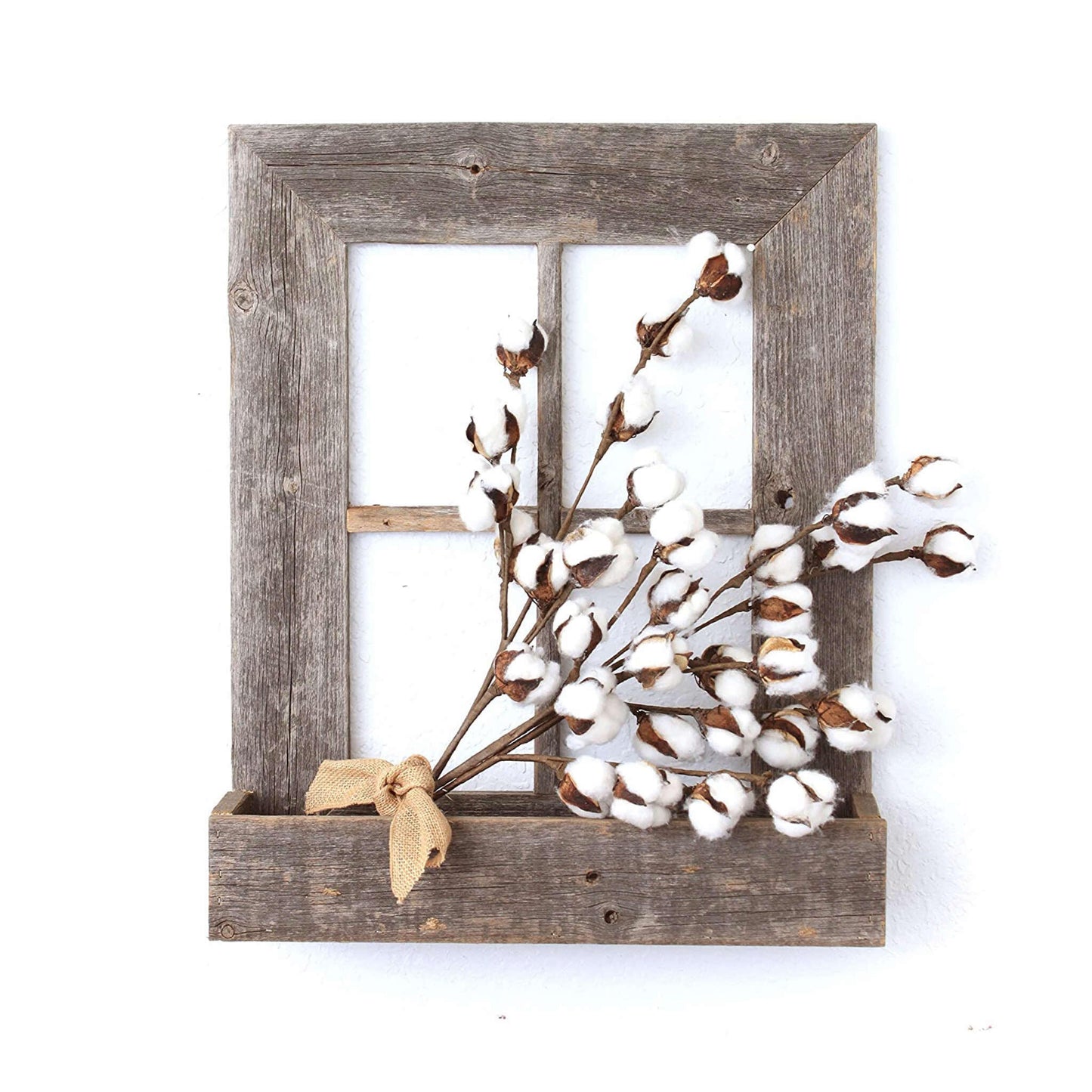 Rustic gray window frame planter detail showing durable wood construction and vintage farmhouse design for indoor outdoor use