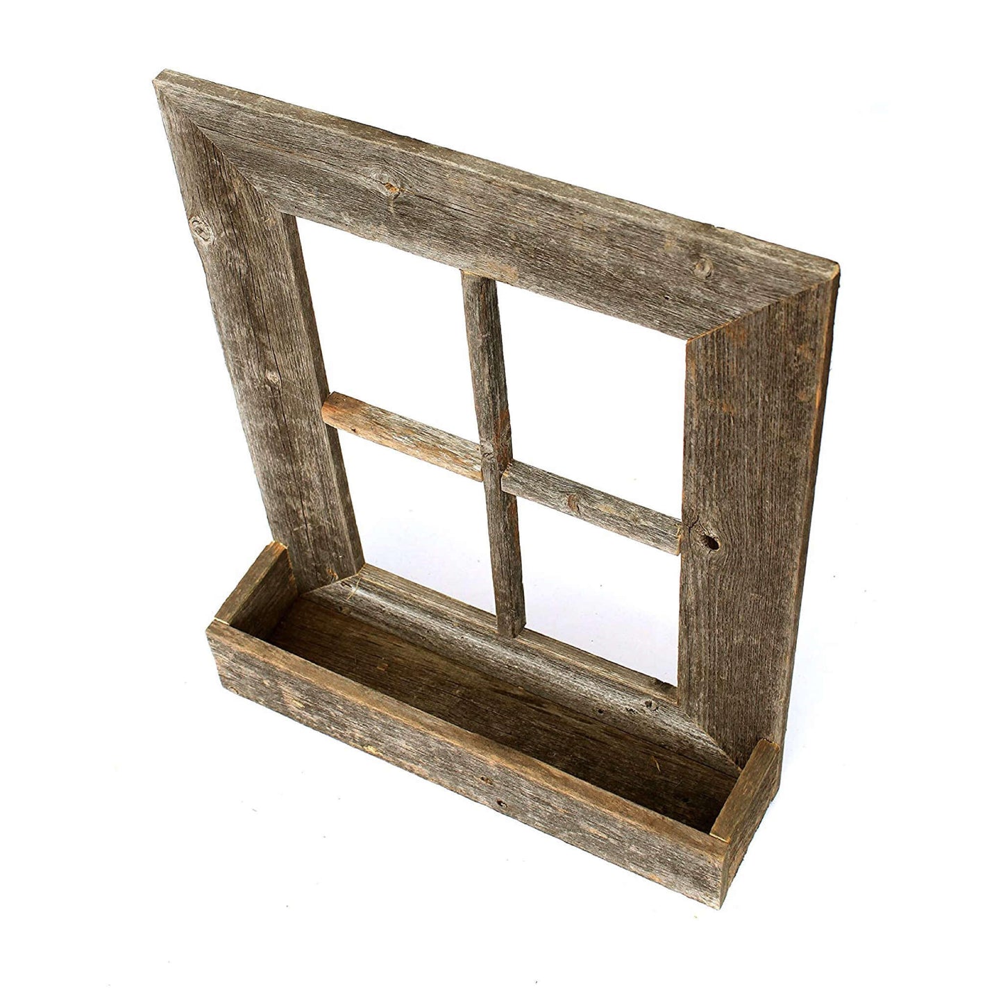 22x18 farmhouse window frame with planter mounted on wall, charming rustic decor for patio garden or kitchen herb display