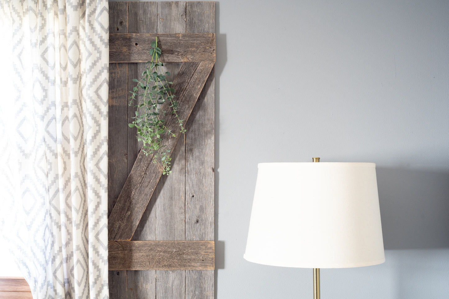 Pair of gray solid wood art panels displayed together, sophisticated neutral wall decor for contemporary home styling