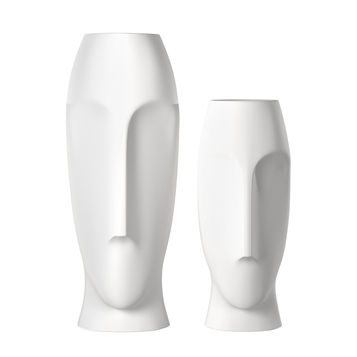Top view of white cylinder vases showing opening and crisp white finish
