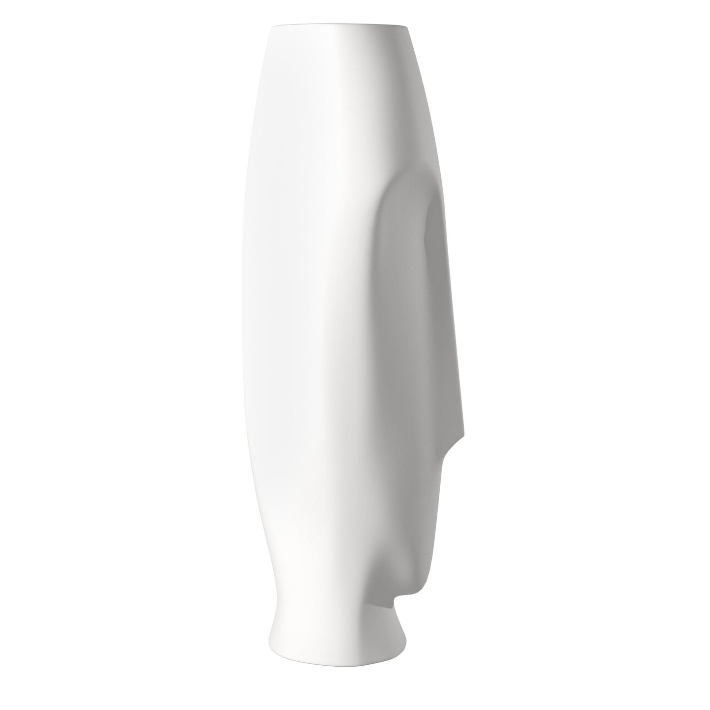 Elegant set of two white ceramic cylinder vases with 18 inch height for statement displays