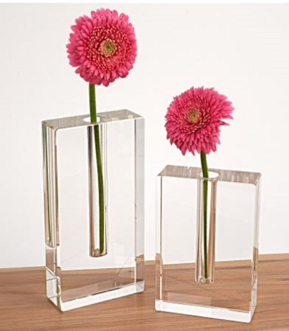 8 inch square crystal vase with elegant geometric shape, contemporary minimalist home decor accent