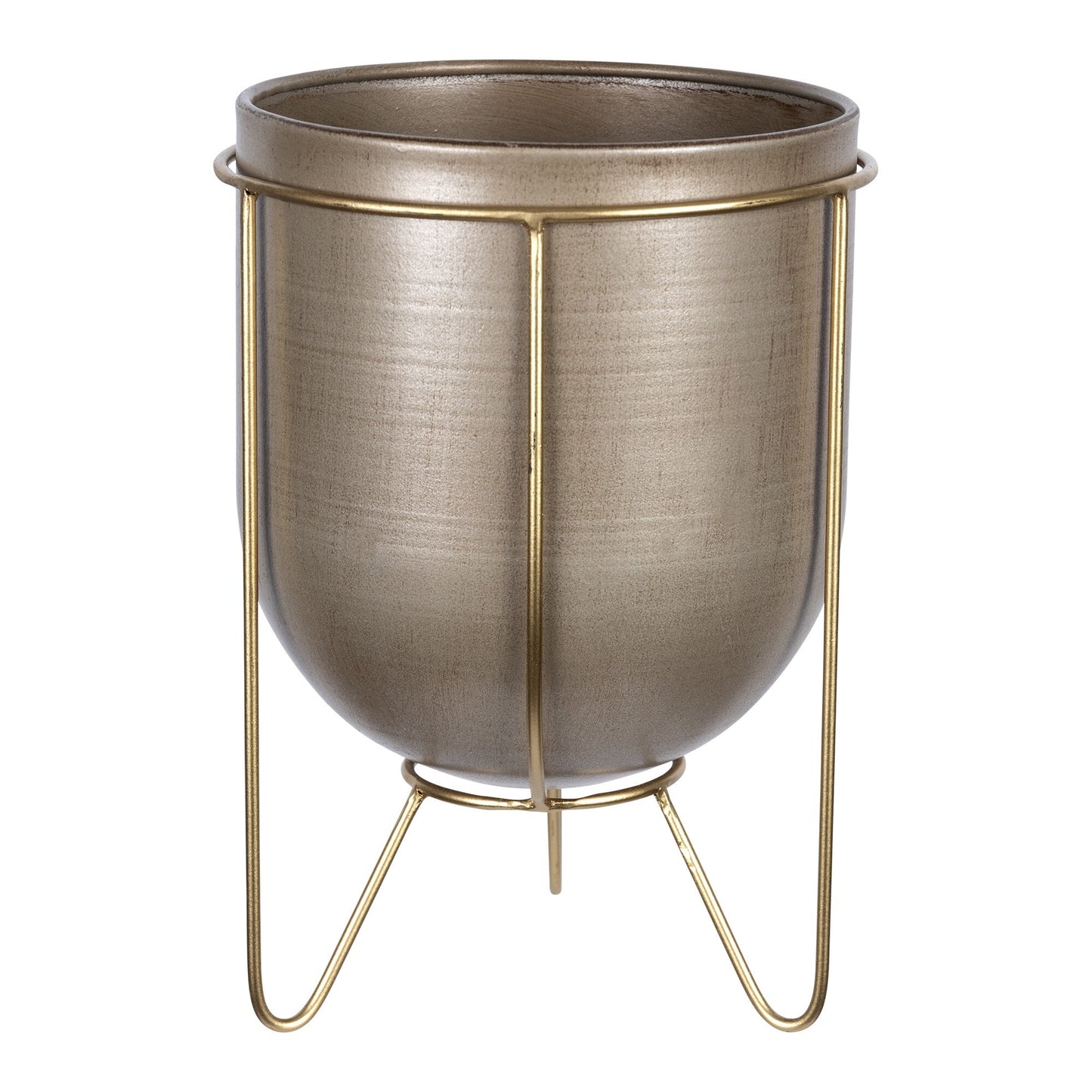 Close-up of bronze and gold metal planter showing premium quality and elegant metallic accents