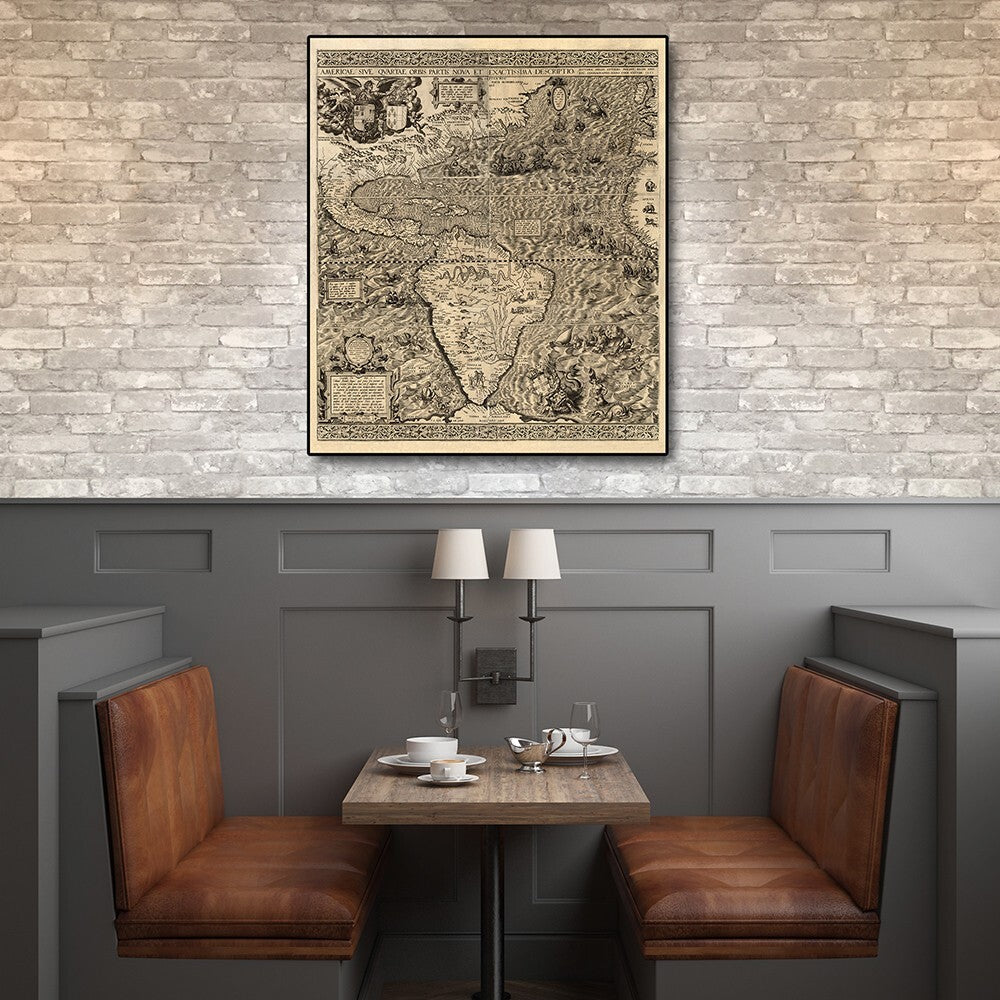 20x16 inch vintage map wall art unframed showing complete dimensions perfect for custom framing
