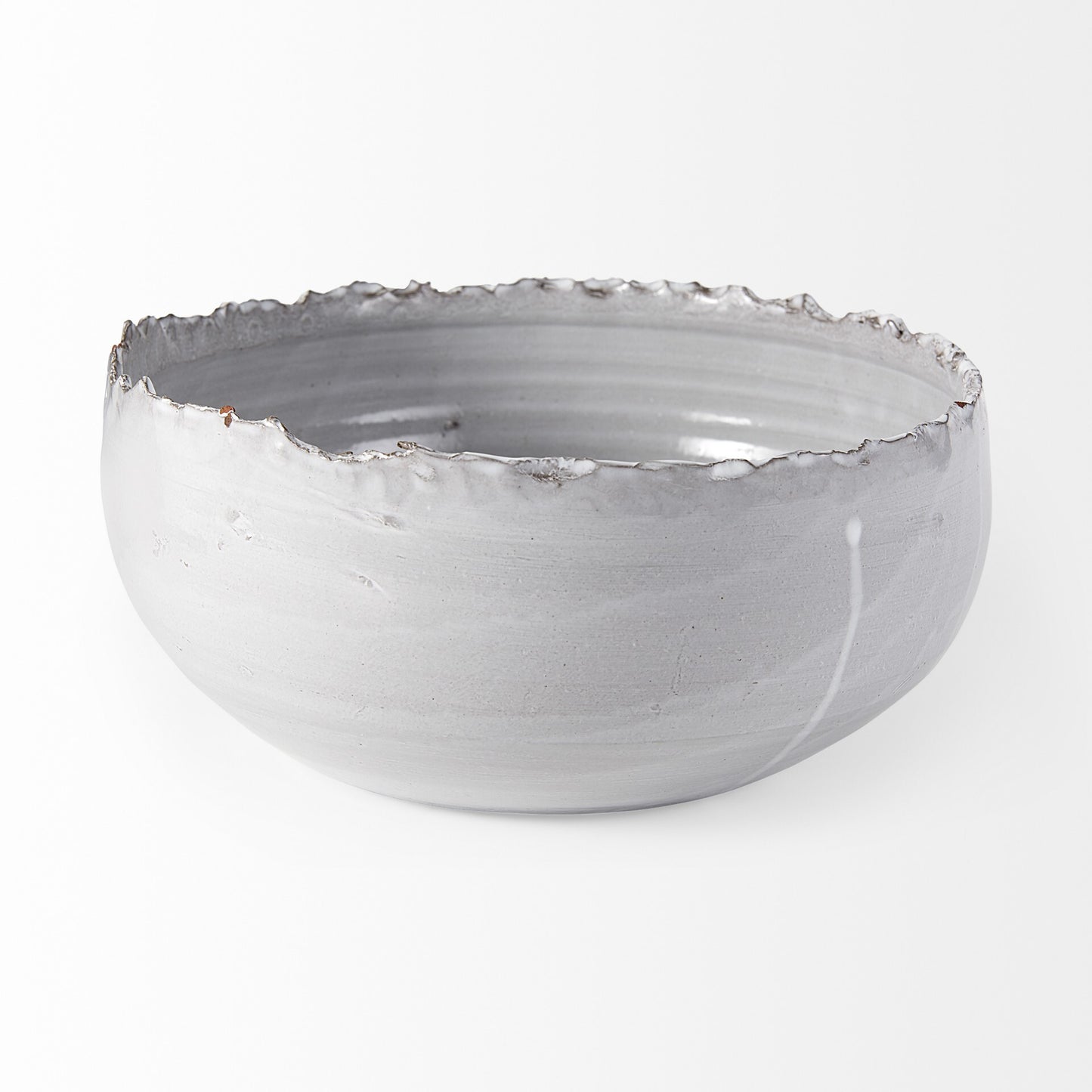 12.8 inch gray white ceramic bowl side view showing low wide shape perfect for table centerpiece display