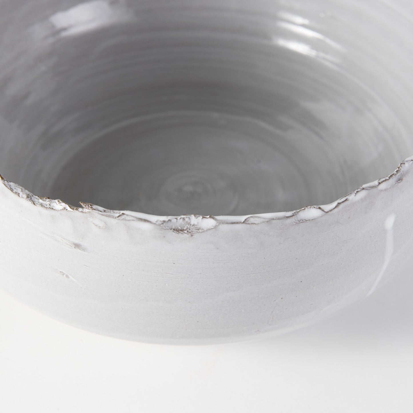 12.8 inch artisan ceramic centerpiece bowl full product view, modern rustic scalloped rim decor for dining table living room