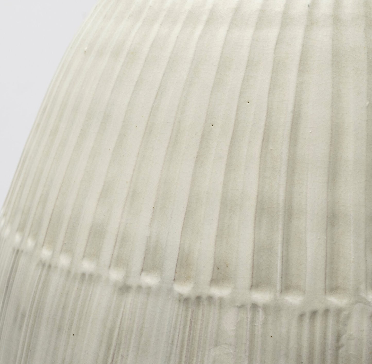 White Embossed Stripe Floor Vase - Complete Product View of 29 Inch Statement Piece for Modern Interiors