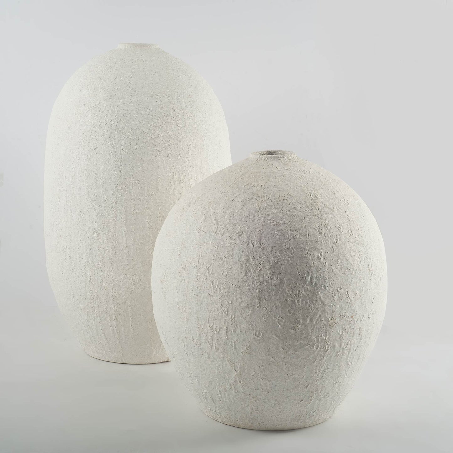 Top view of 23 inch wide vase showing narrow sleek opening and impressive floor presence