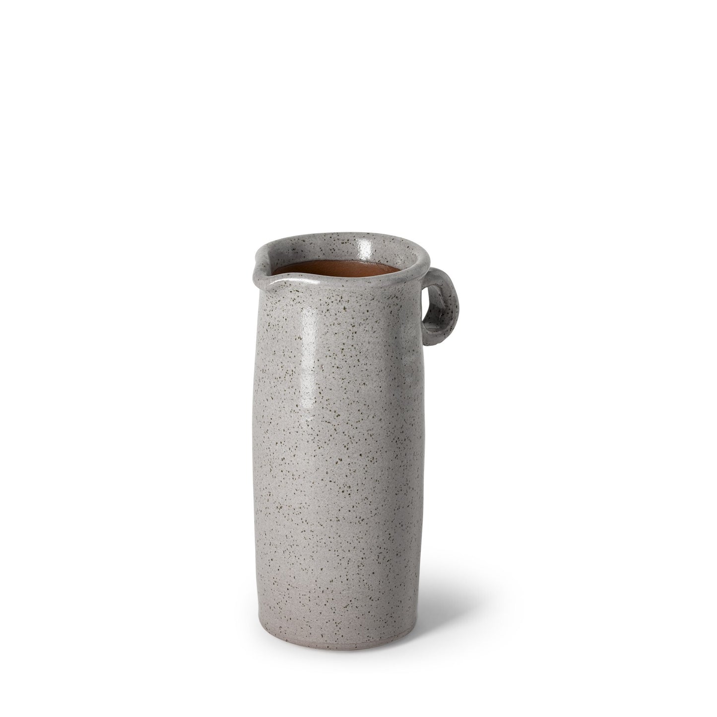 Gray Speckle Ceramic Pitcher Vase - Close-Up Detail of Textured Speckled Glaze and Artisanal Craftsmanship