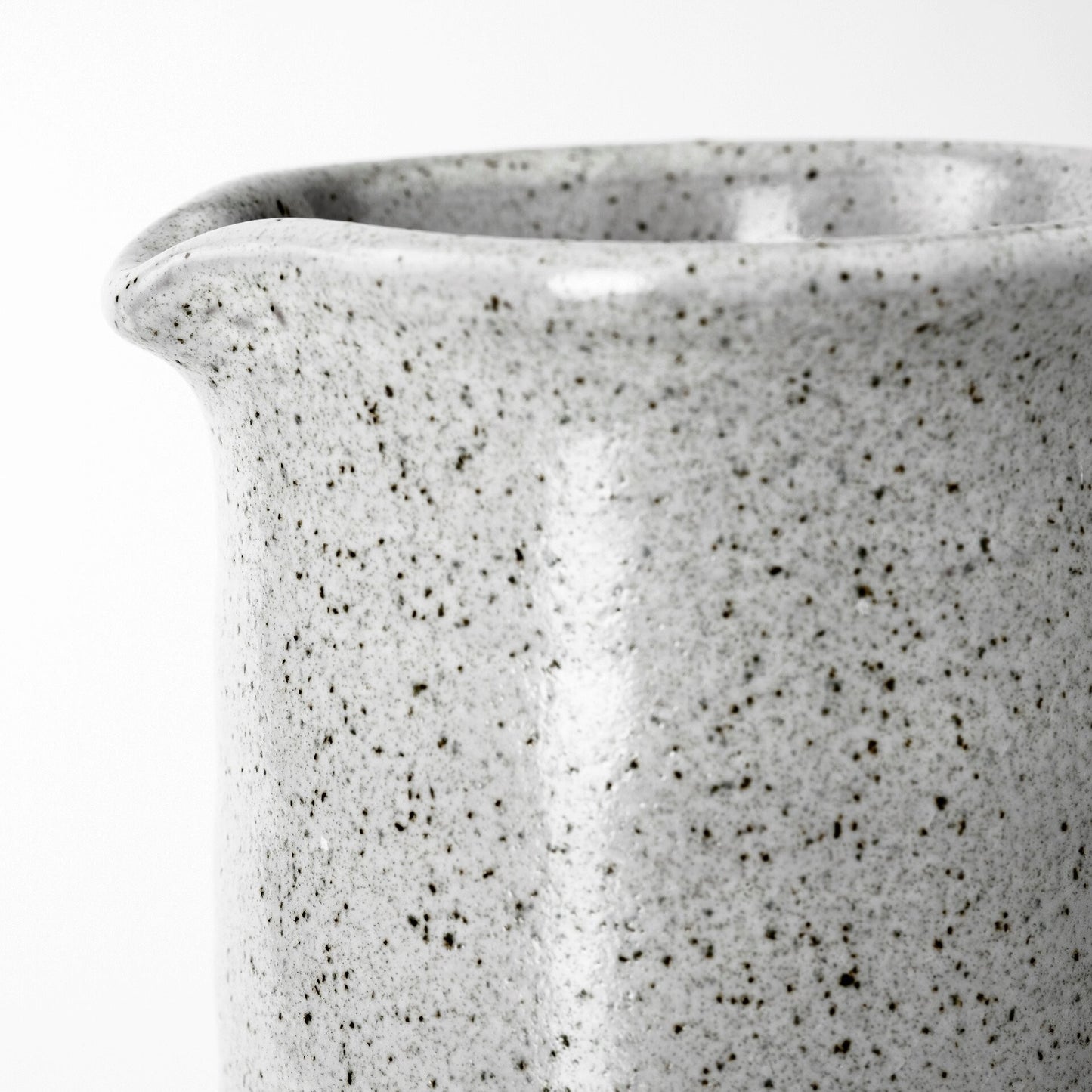 Tall narrow ceramic vase with creamy gray speckle glaze perfect for contemporary home decor