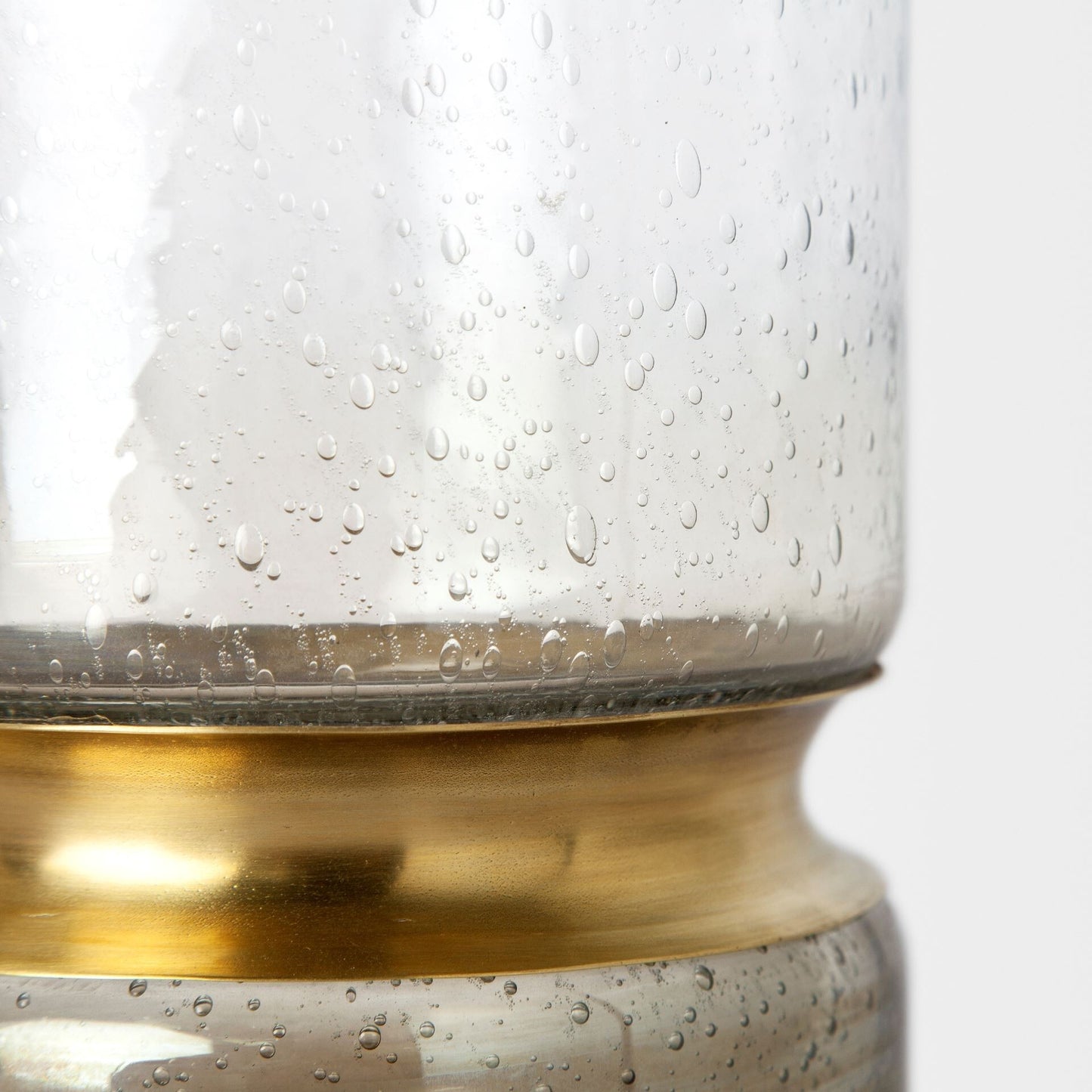 Top view of 13 inch contemporary vase showing opening and smoky gray glass effect