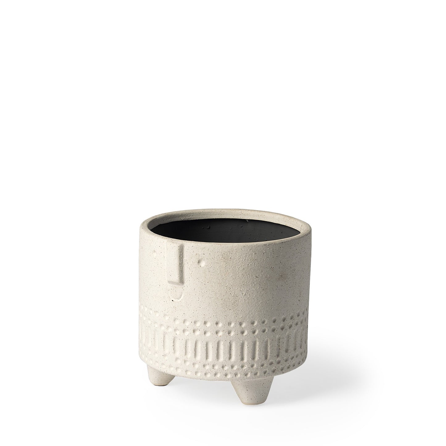 7-inch bohemian beige ceramic vase with carved happy smiling face, whimsical tribal planter for succulents and boho home decor