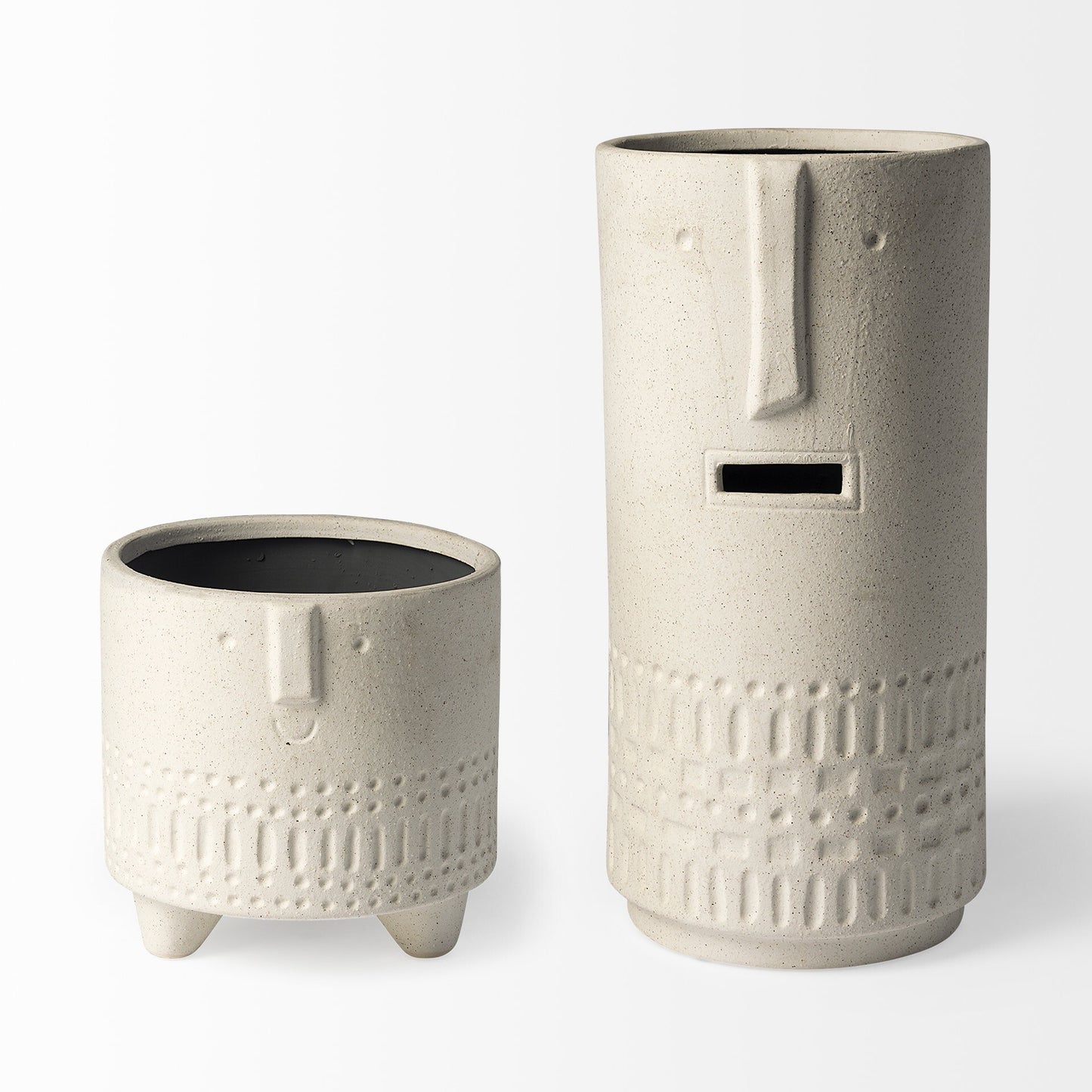 Top view of 14 inch cylindrical ceramic vase showing wide opening perfect for floral arrangements