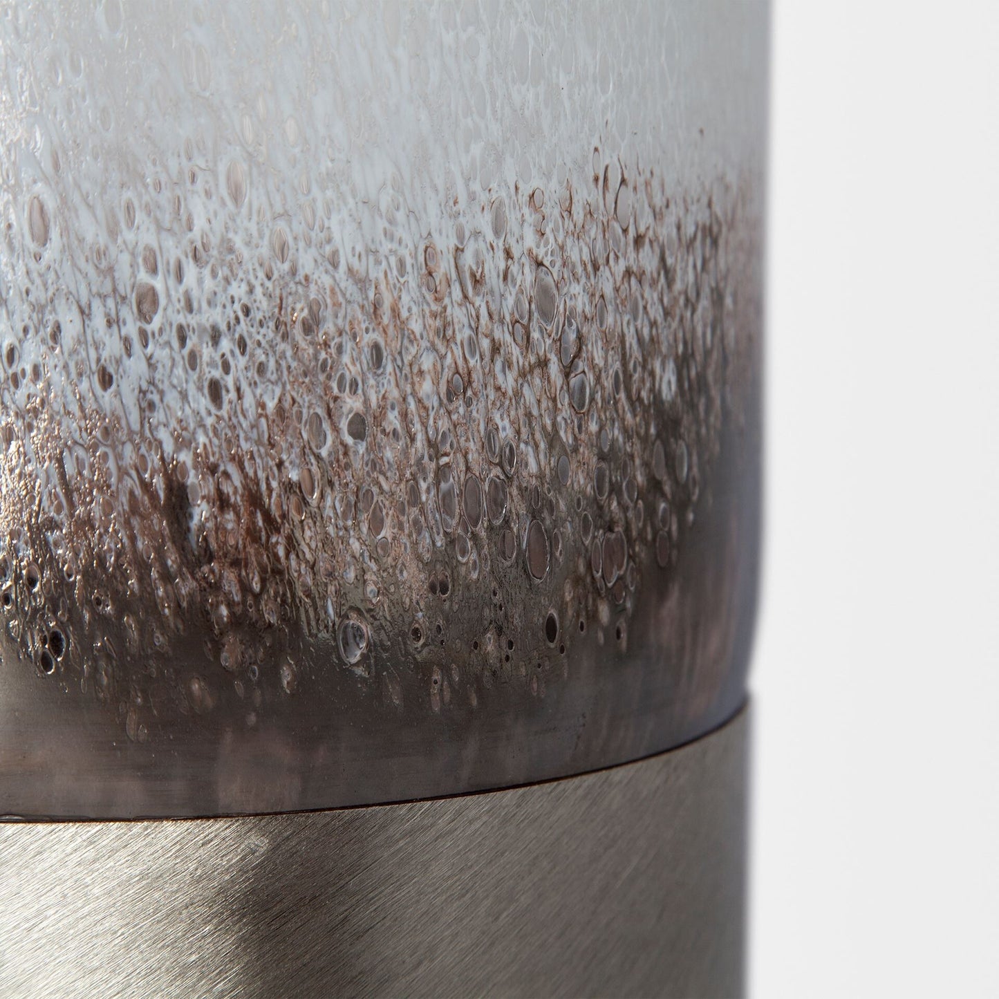 12 inch silver vase with tall cylinder shape showing rounded edges and modern minimalist style