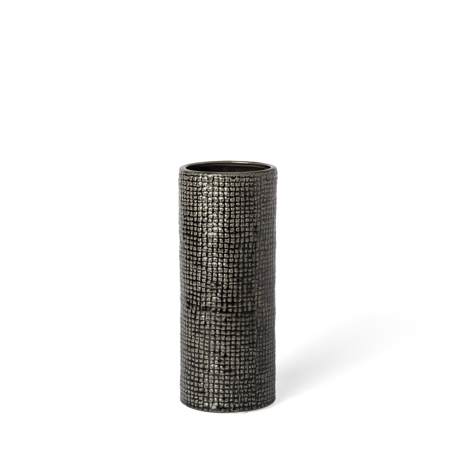 10 inch black and gold check ceramic vase with elegant checkered pattern, modern glam table decor piece