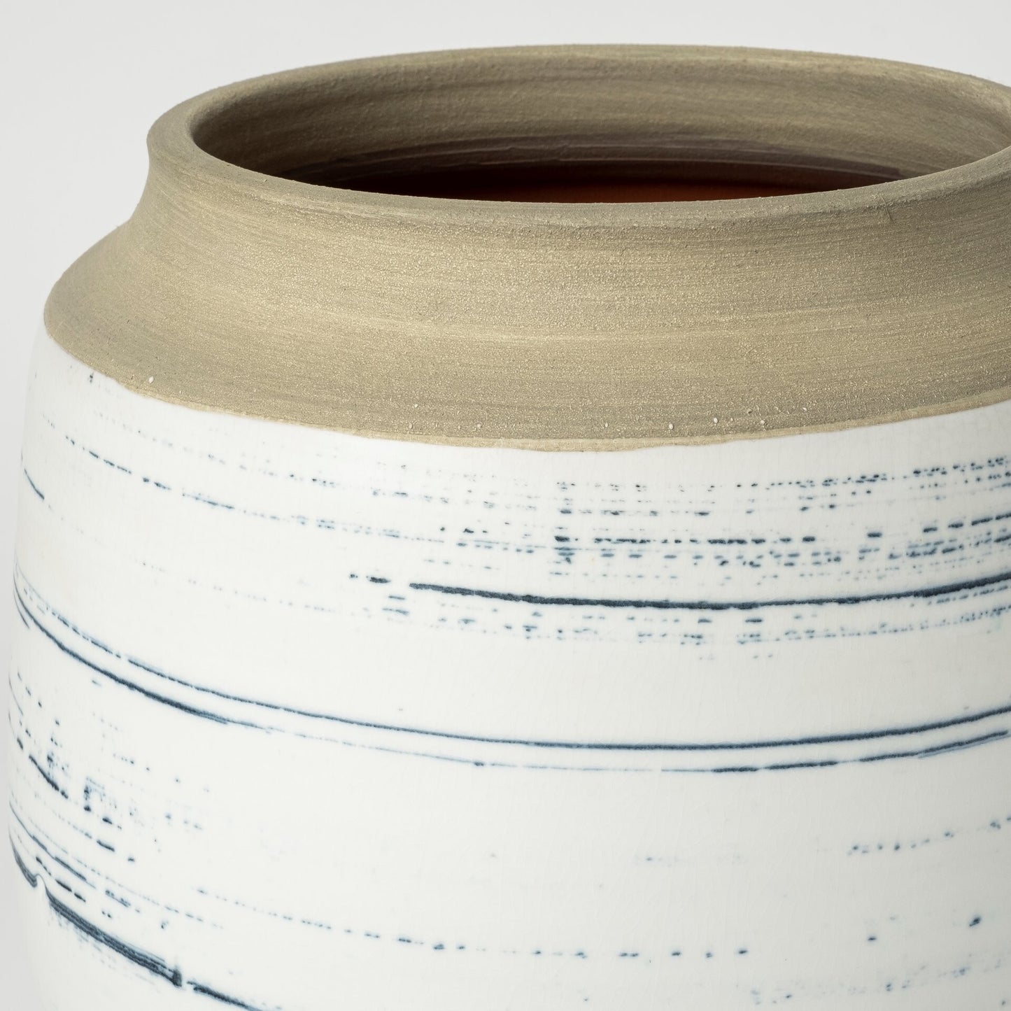 10x9x9 inch ceramic vase with sand brown white and blue tones perfect for beach house farmhouse and neutral decor