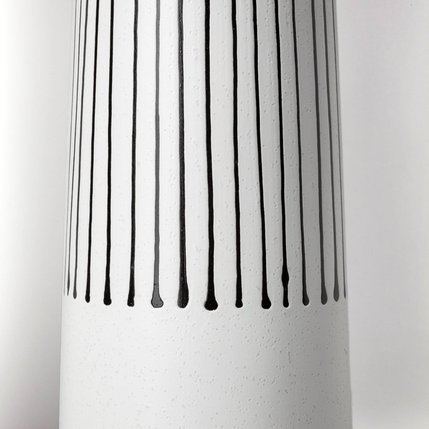 Modern monochrome pinstripe ceramic vase 18 inches tall, ideal for minimalist home decor