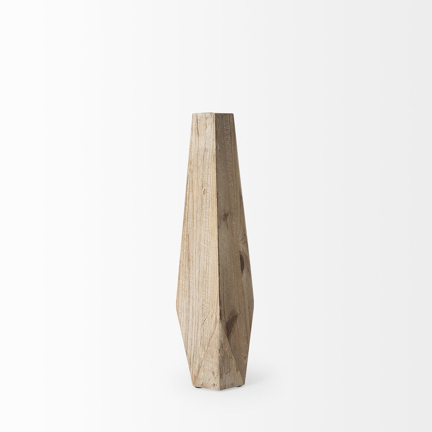 Natural stain wooden vase detail showing premium craftsmanship and architectural geometric lines