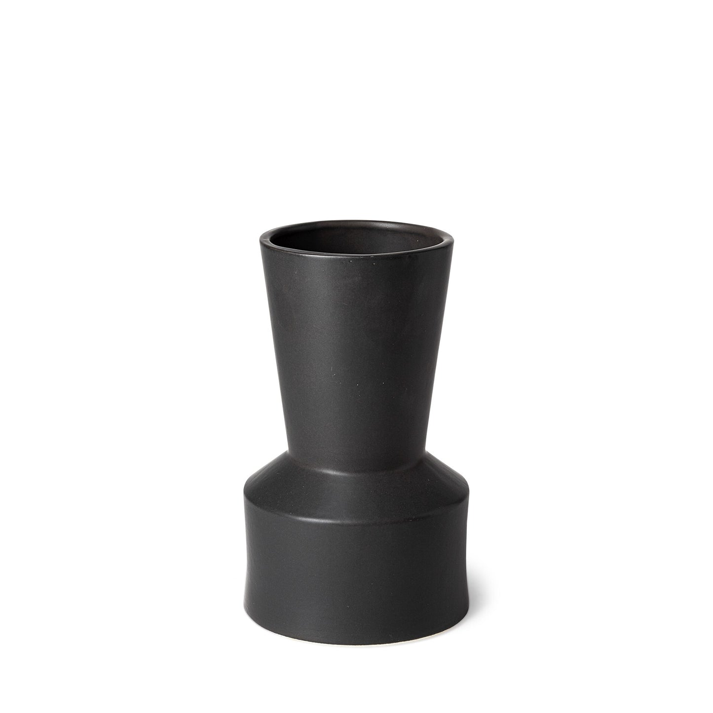 Matte black ceramic vase showing sophisticated finish, 9 inch contemporary home accent
