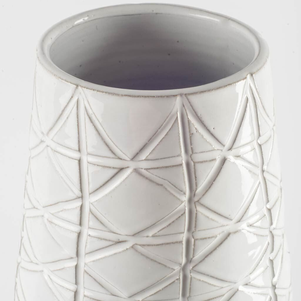Two-Tone Floor Vase - Side Angle View Displaying Tapered Body and Carved Artisan Craftsmanship
