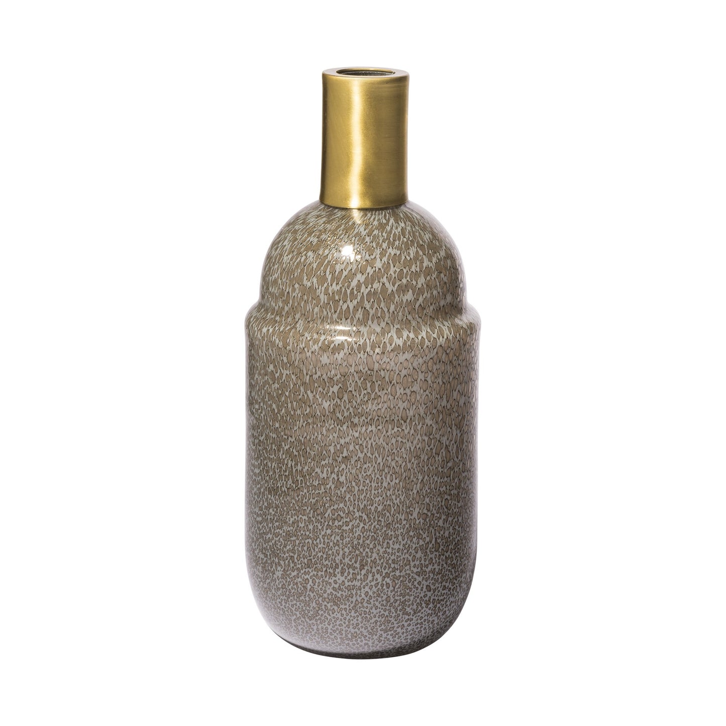 Close-up of cream brown and gold glass vase showing premium quality and luxurious metallic details
