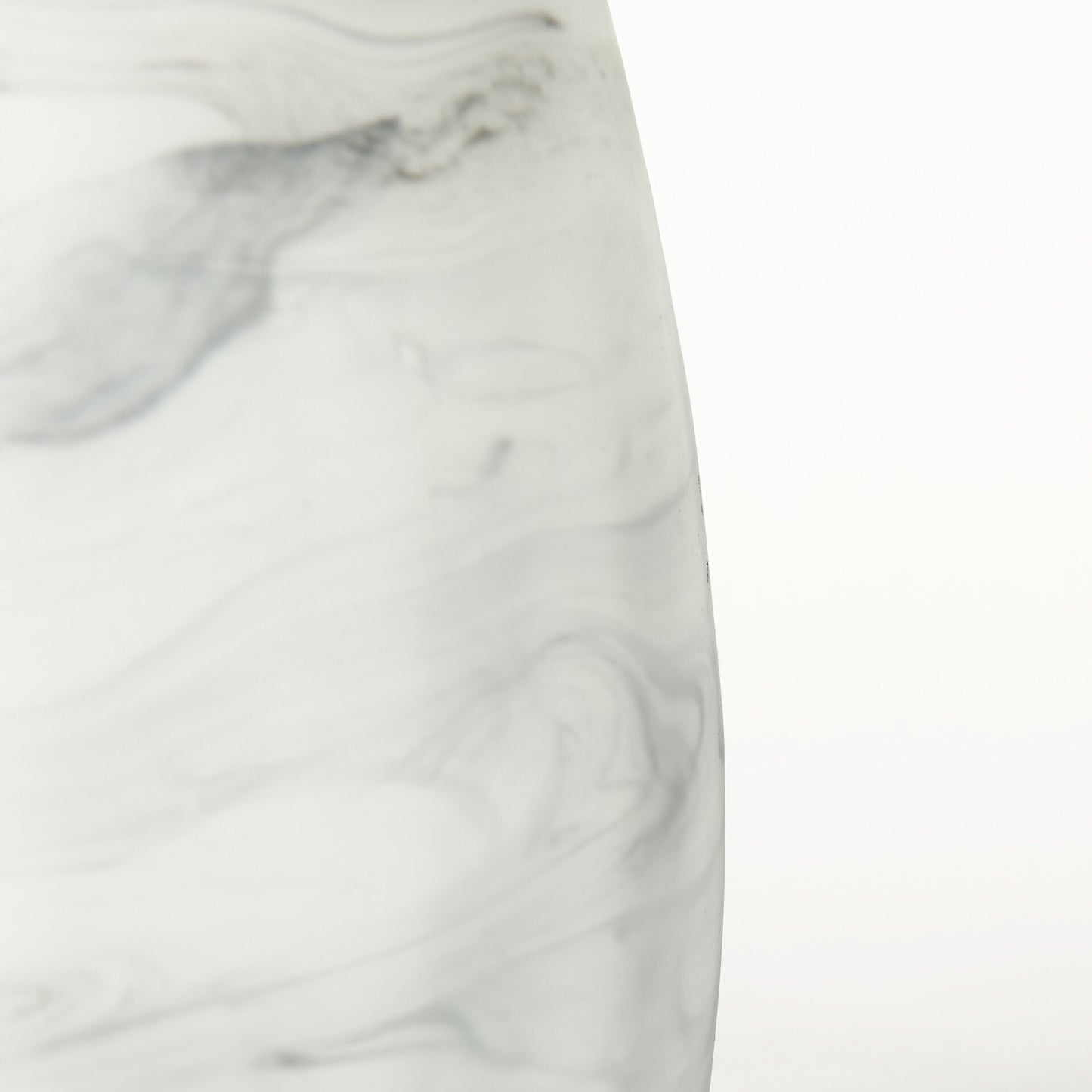 Full view of modern abstract marble design glass vase displaying complete cylindrical shape and unique non-repetitive pattern, perfect for any room decor