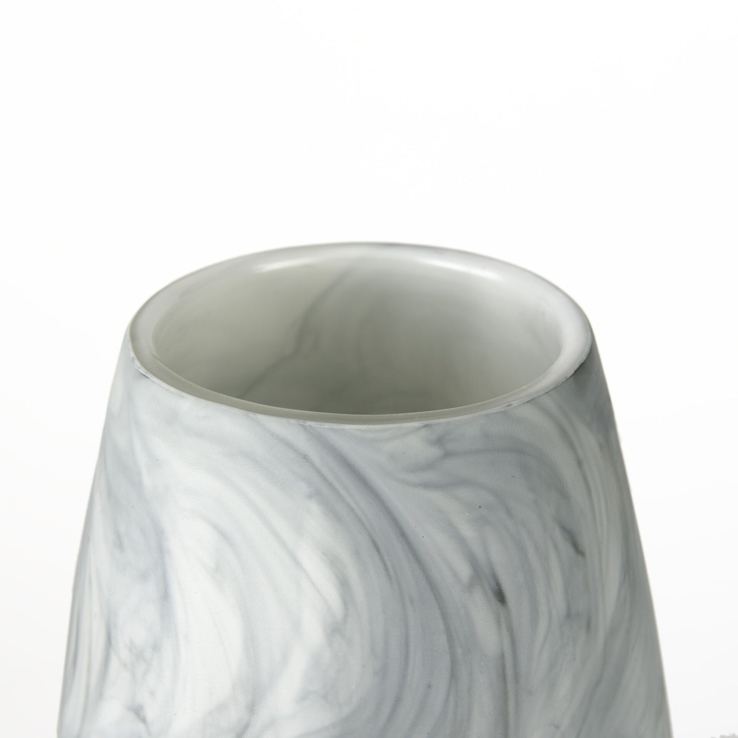 Gray and white marble vase alternative angle showing versatile modern home decor piece