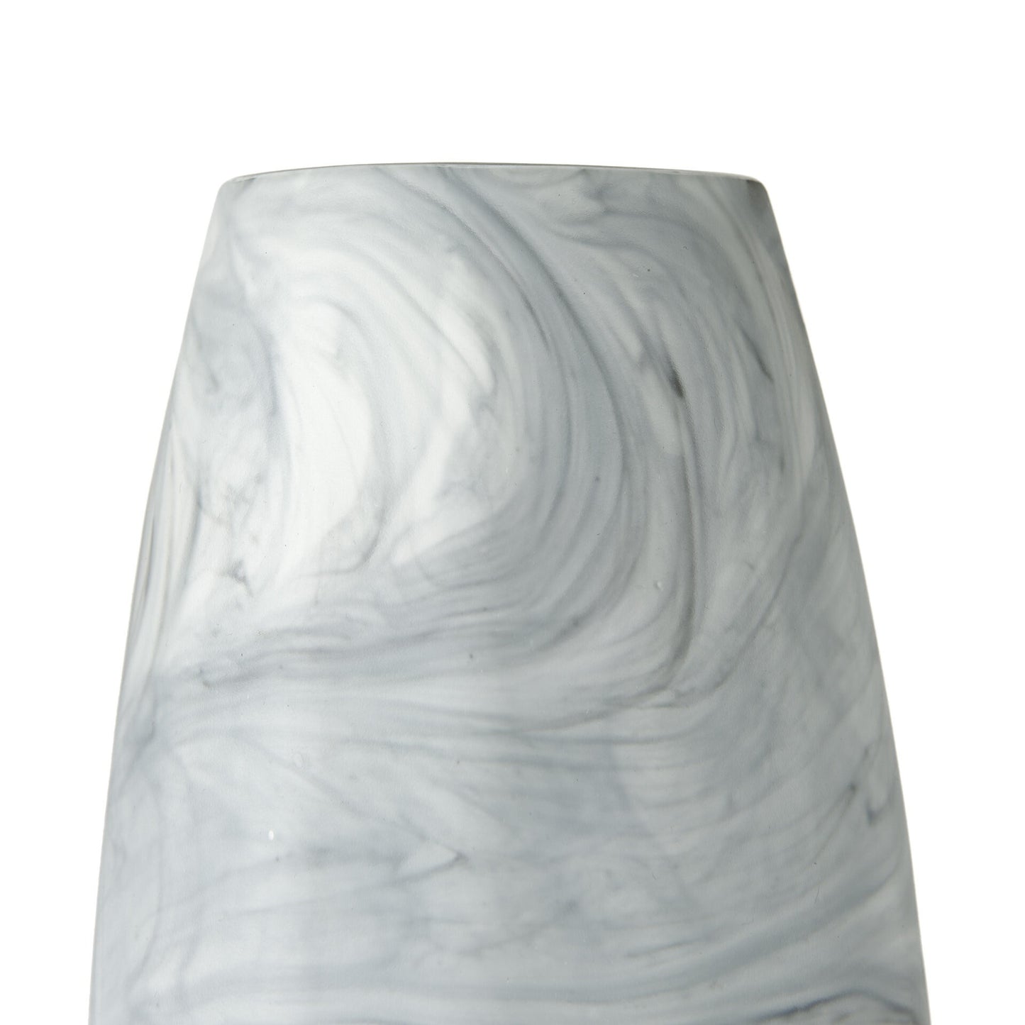 Gray white marble glass vase full view demonstrating 12 inch height ideal for flower arrangements