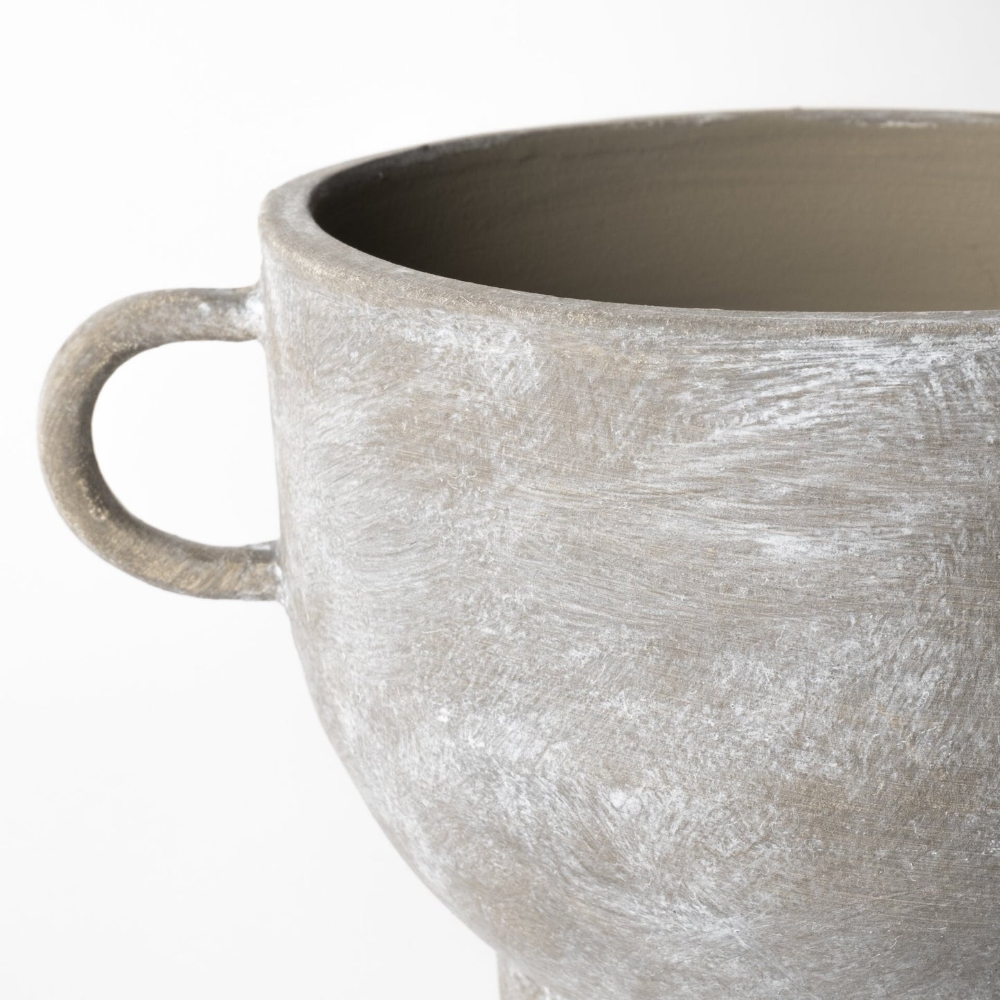 Whitewash Brown Ceramic Vase - Detail Shot of Clay Brown Interior and Premium Ceramic Construction