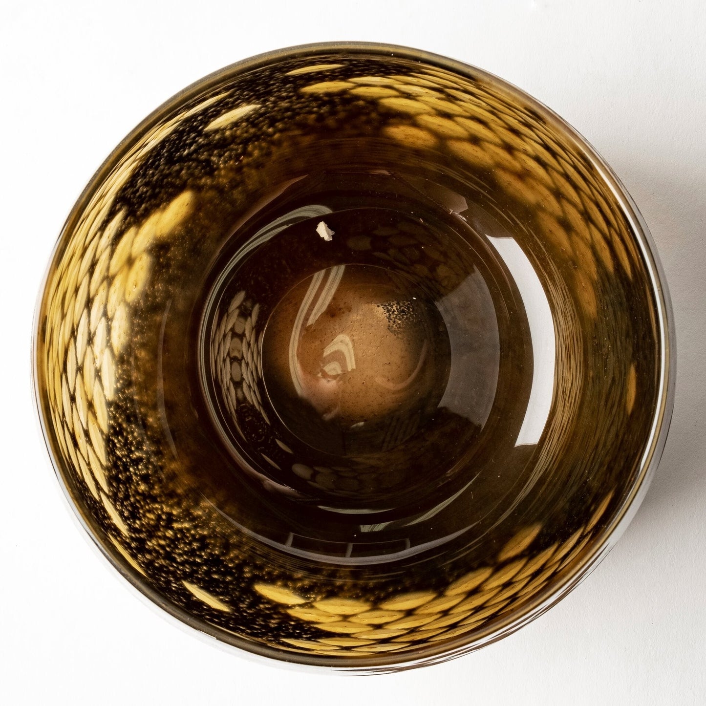 Modern vintage black and gold glass vase with artisan bubble design and sophisticated speckled finish