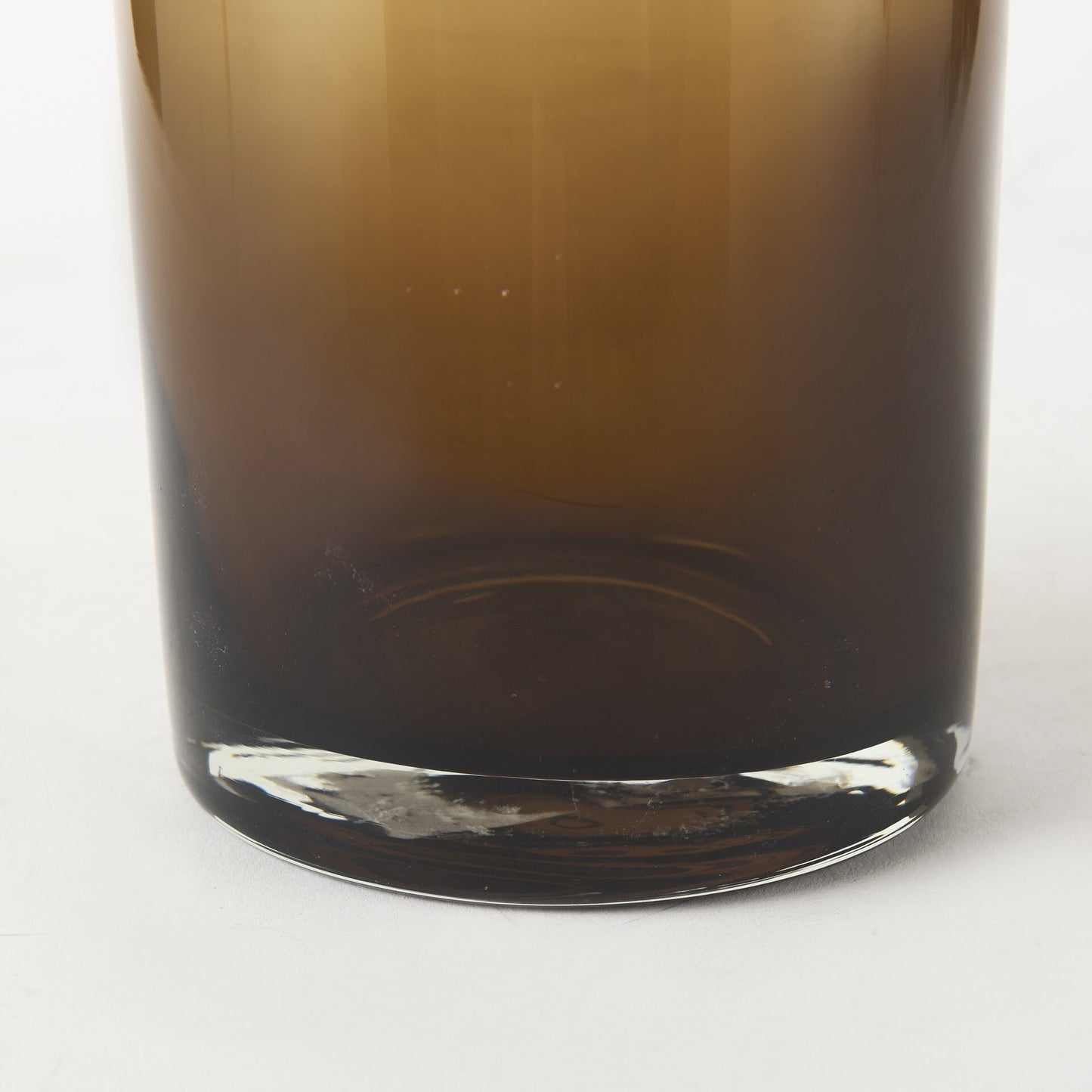 Elegant vintage brown glass vase full view, nostalgic farmhouse home accent piece