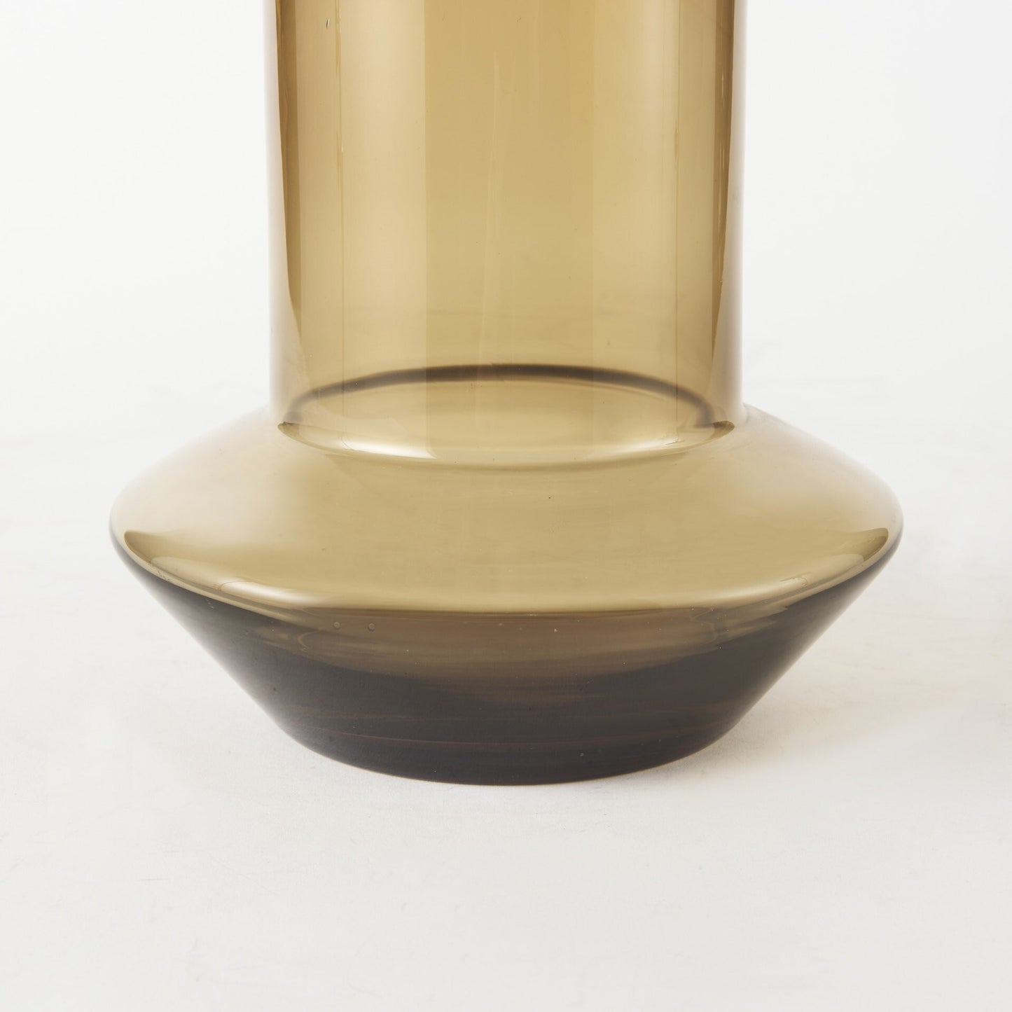 Vintage look brown glass vase featuring clean lines and neutral palette for versatile styling