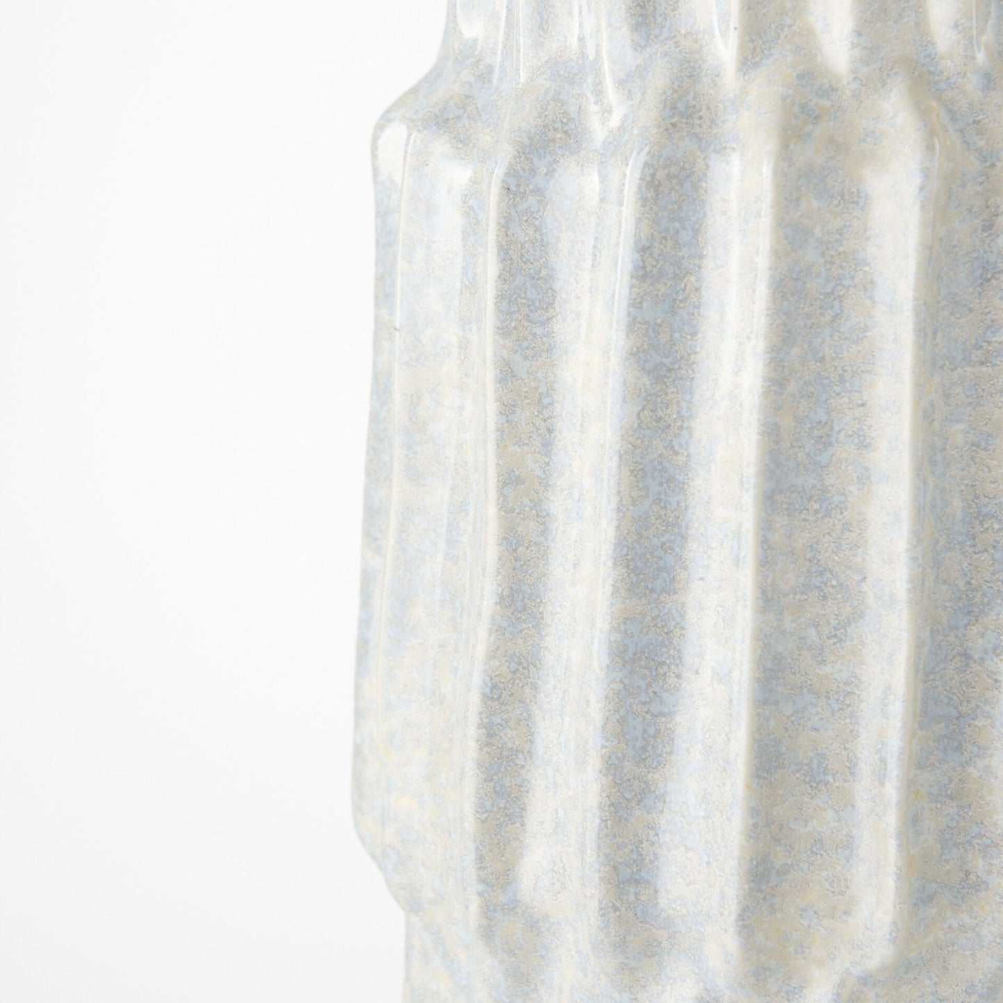 Full view of 23 inch jumbo gray ceramic vase with carved texture showing statement piece for modern contemporary home decor