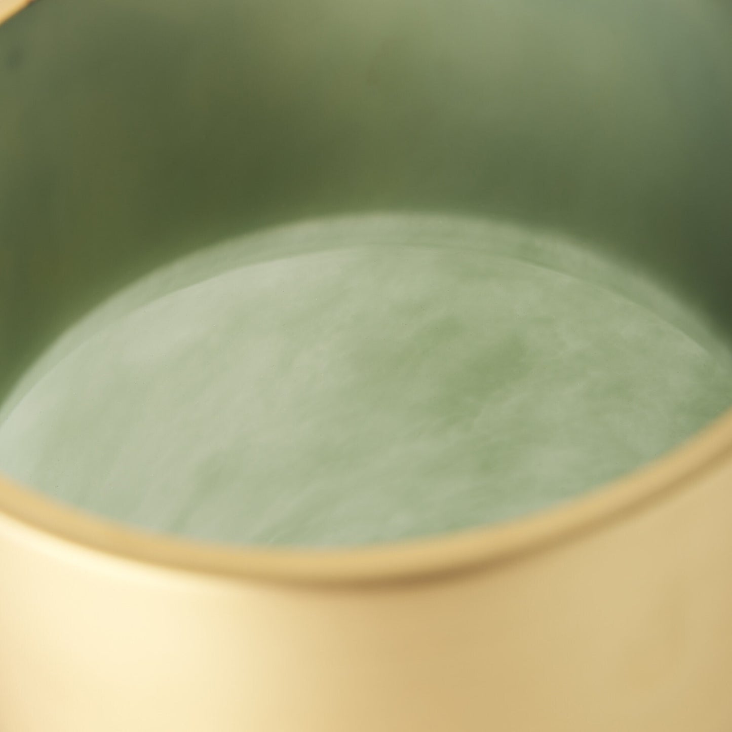 Elegant smokey sage green glass vase with gold accent perfect for statement displays