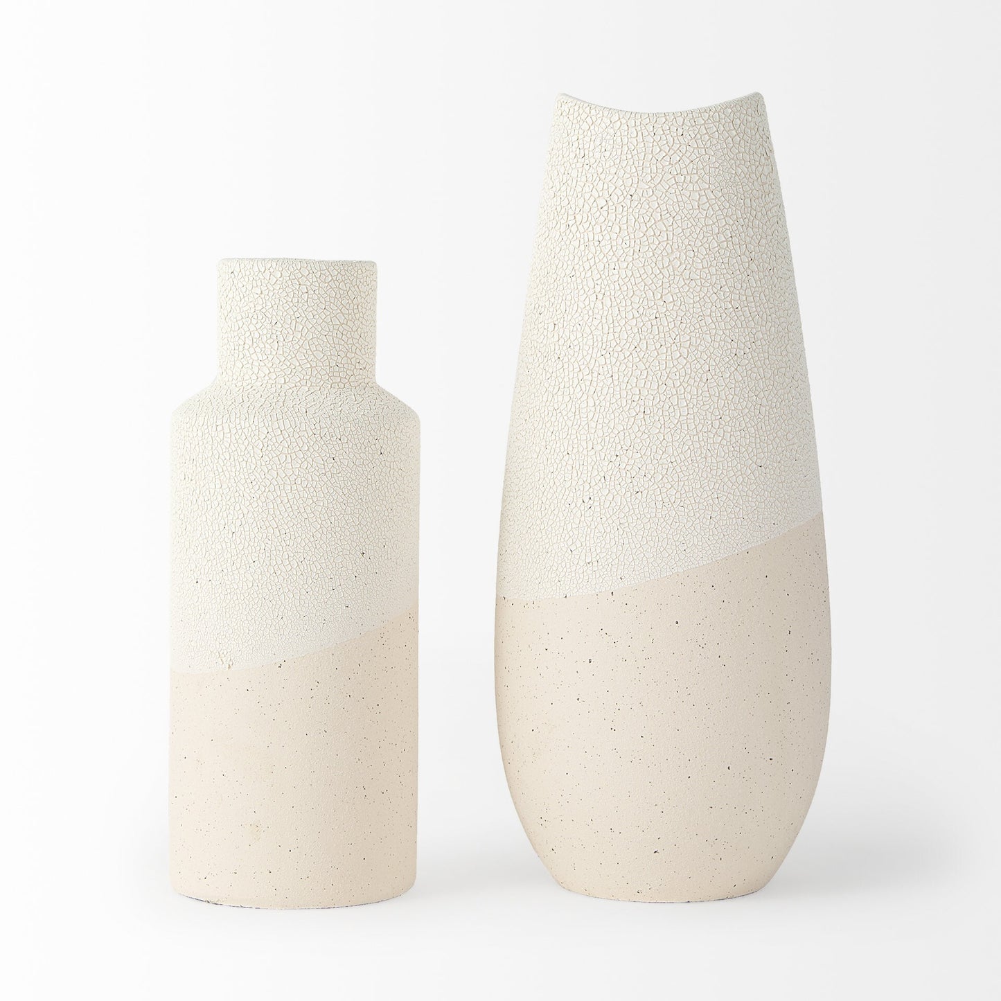 Blush ceramic vase two tone side view displaying romantic pink colors and textured glaze finish