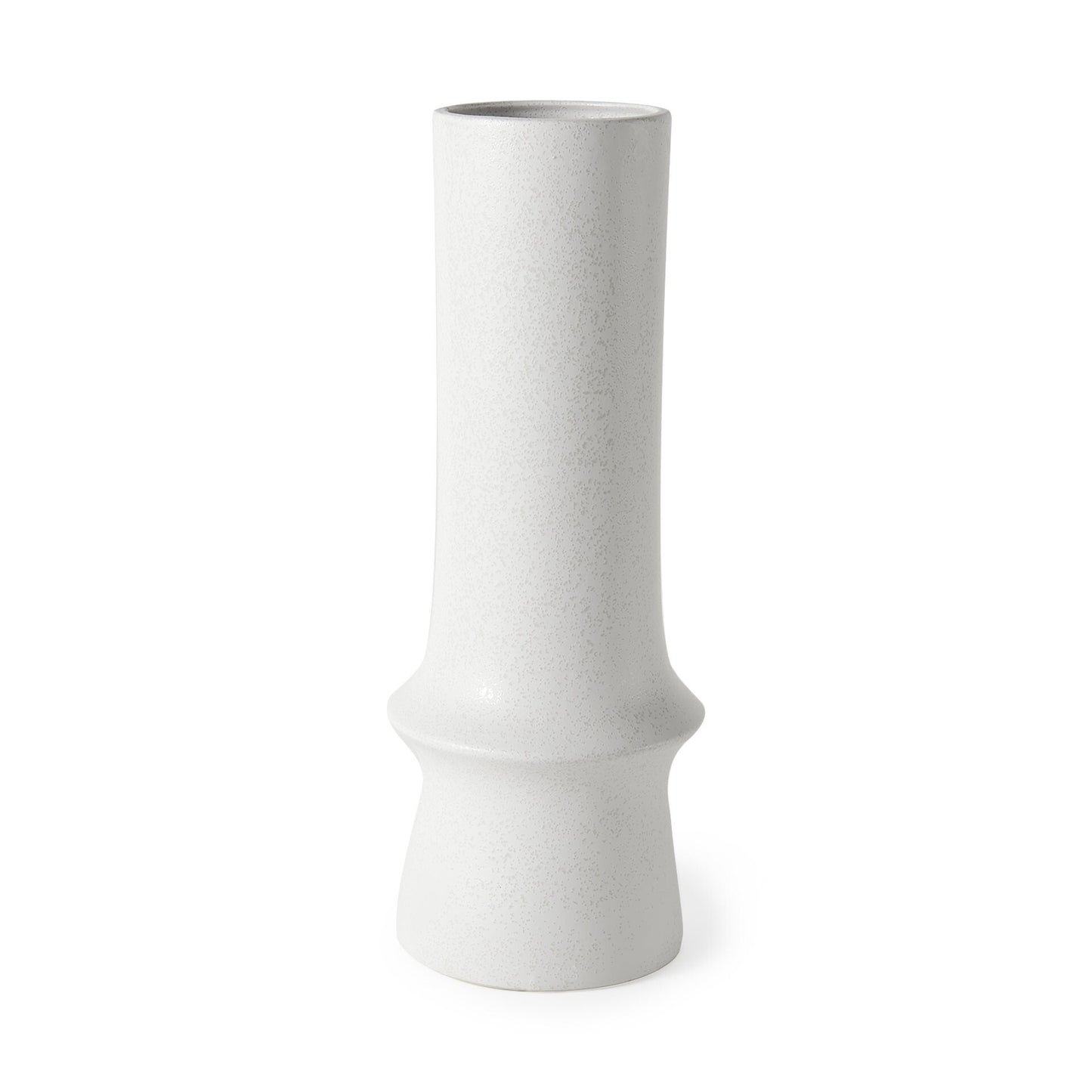 White contemporary deco vase 17 inch close-up showing elegant ceramic finish and sophisticated styling