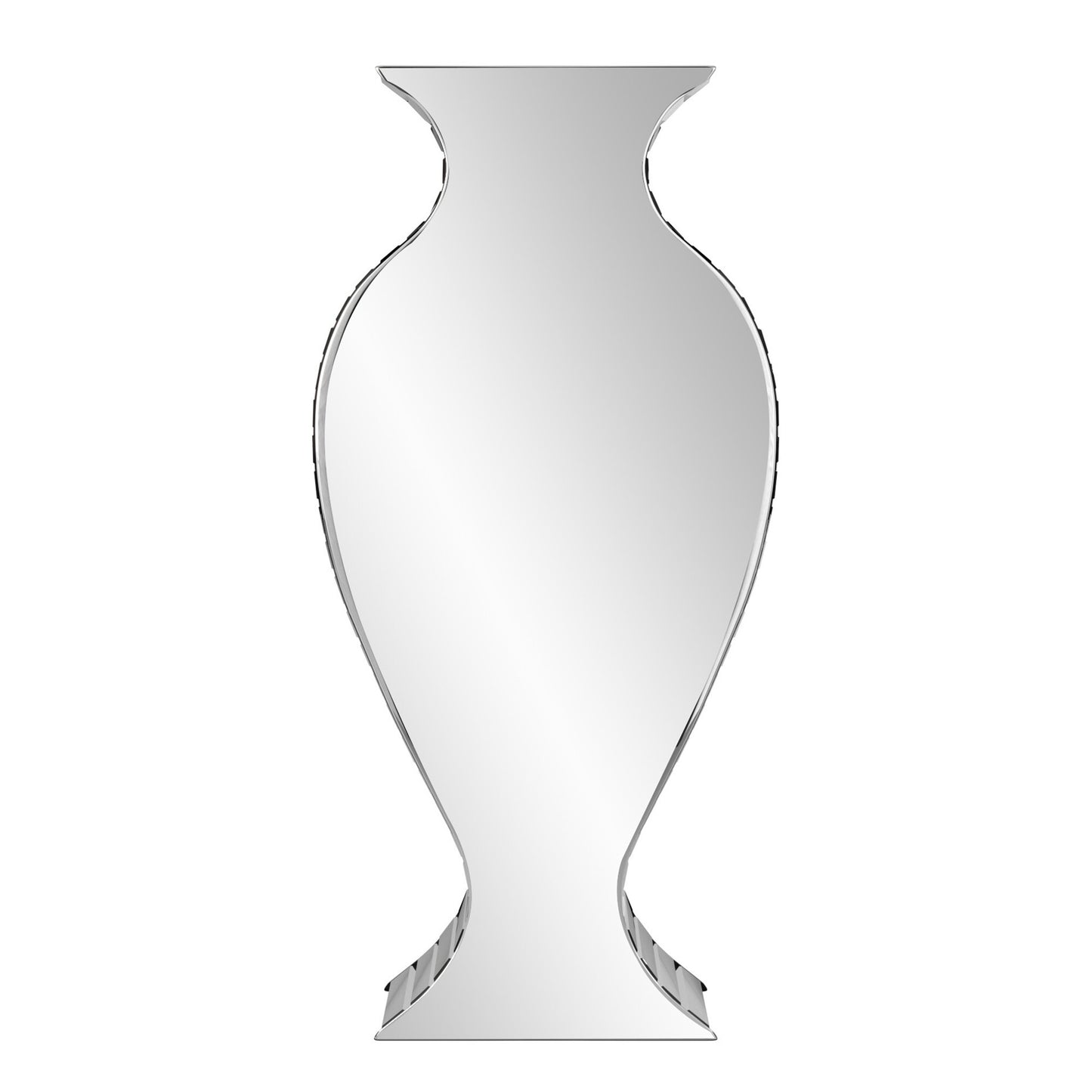 Elegant mirrored centerpiece vase with beveled edges creating sparkle effects, ideal for wedding receptions and special occasions