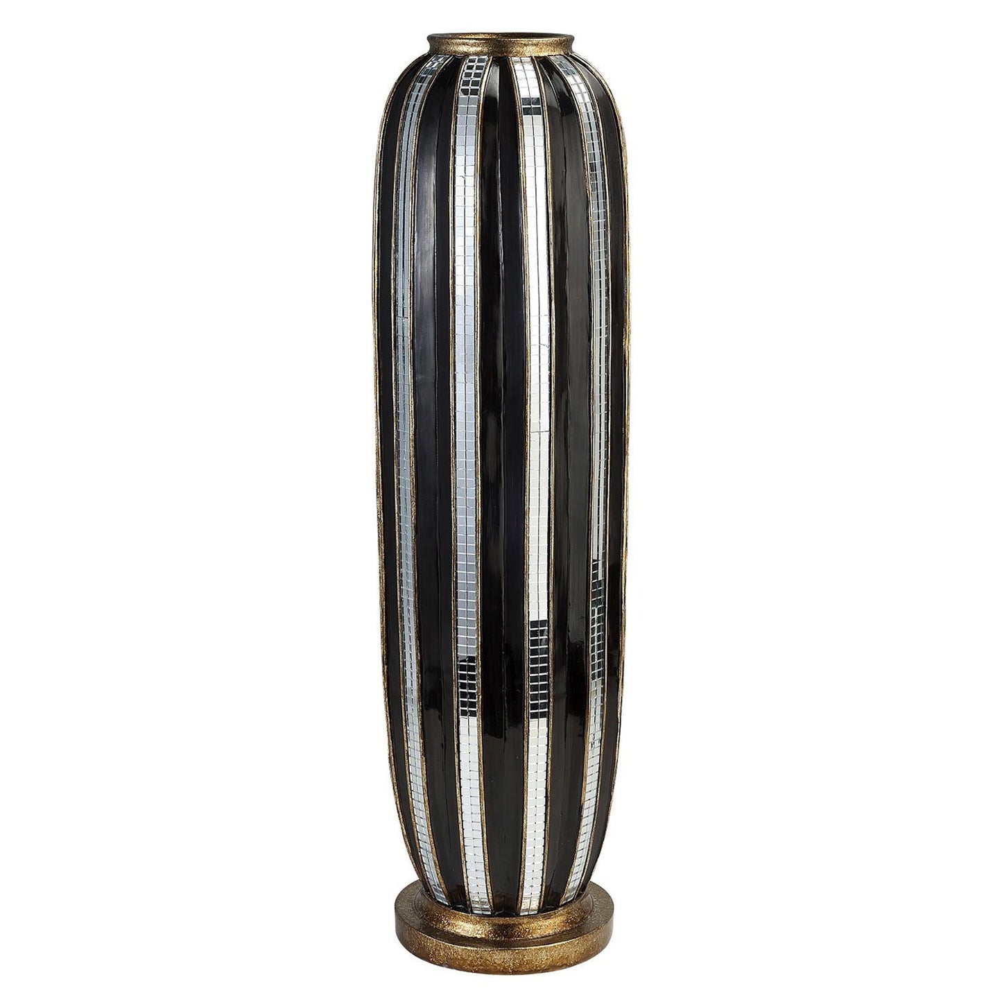 Modern Glam Cylinder Vase - Side Angle View Displaying Sleek Shape and Contemporary Striped Design