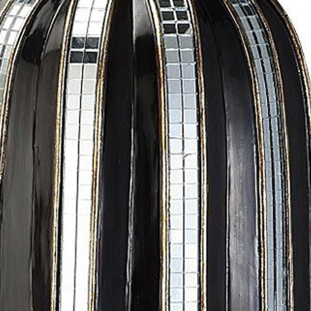 Black and Silver Striped Vase - Lifestyle Display Showing Elegant Statement Piece for Modern Interiors