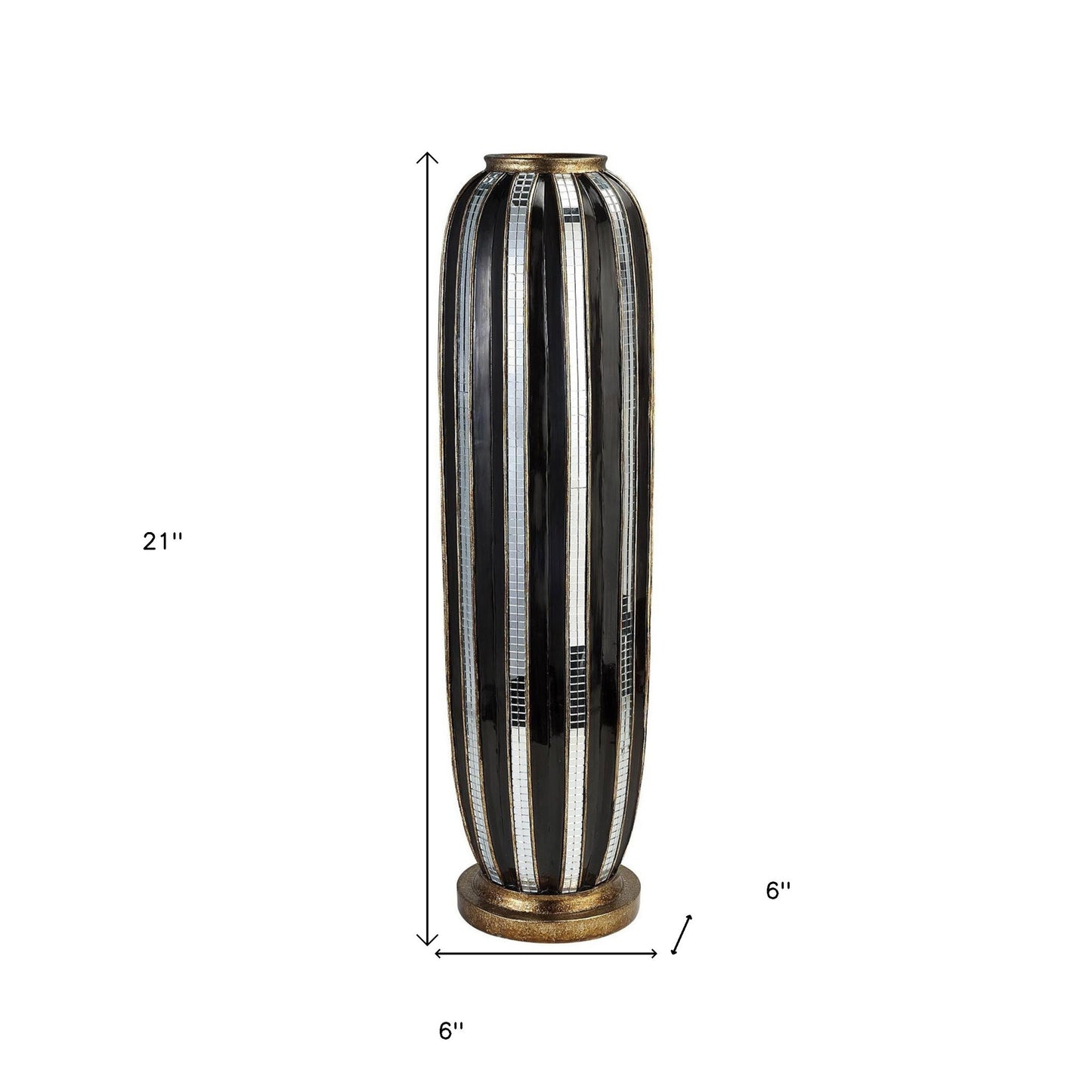 Modern Glam Striped Cylinder Floor Vase - Complete Product View of 21 Inch Bold Contemporary Decor Piece