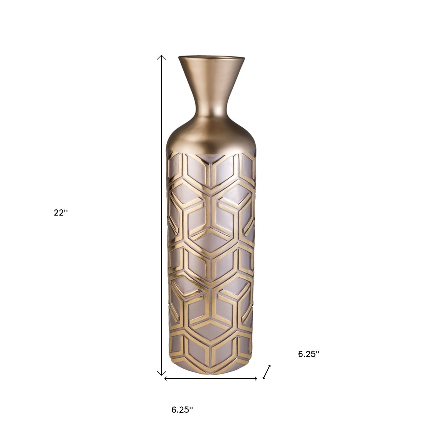 Elegant rose gold polyresin floor vase with contemporary design for glamorous home decor