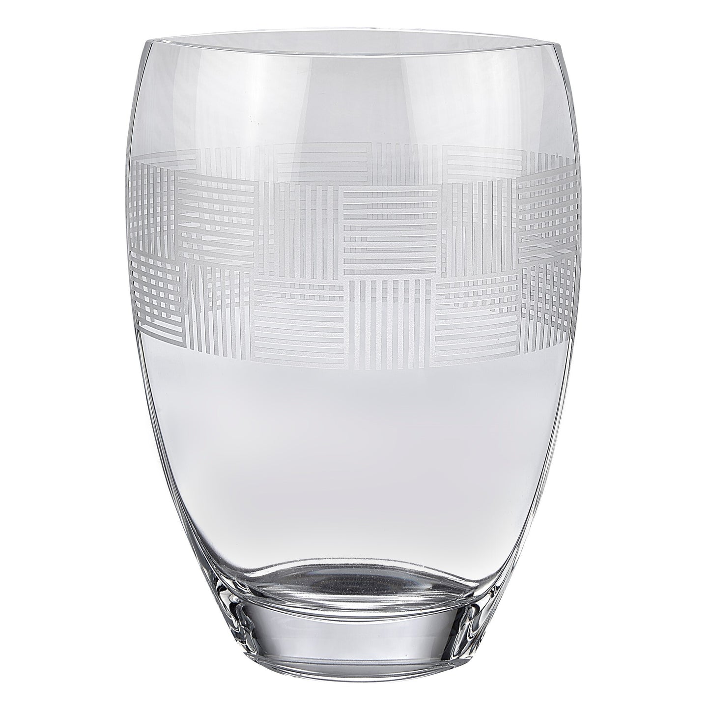 Oval crystal vase top opening view displaying 9 inch diameter perfect for large floral arrangements