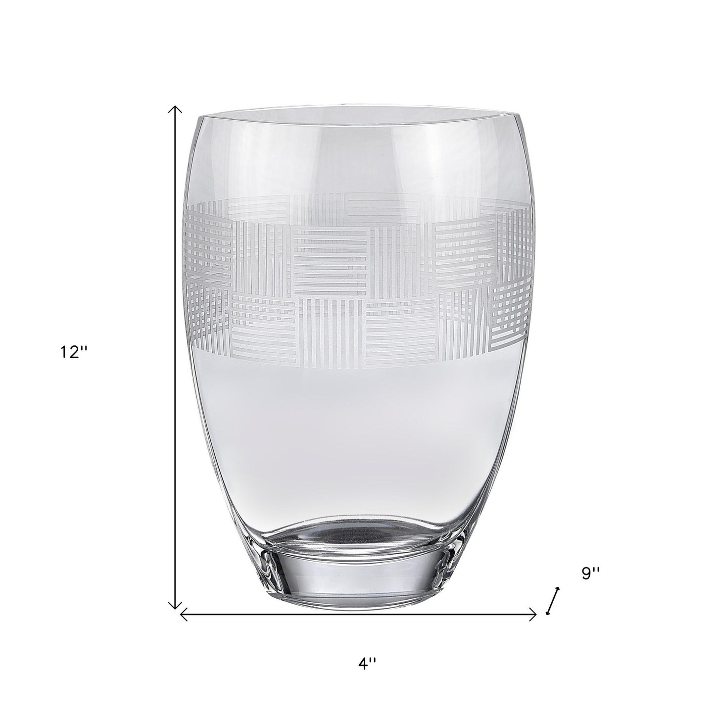 Premium clear crystal vase full product view showing complete 12 inch height and elegant geometric design for home decoration