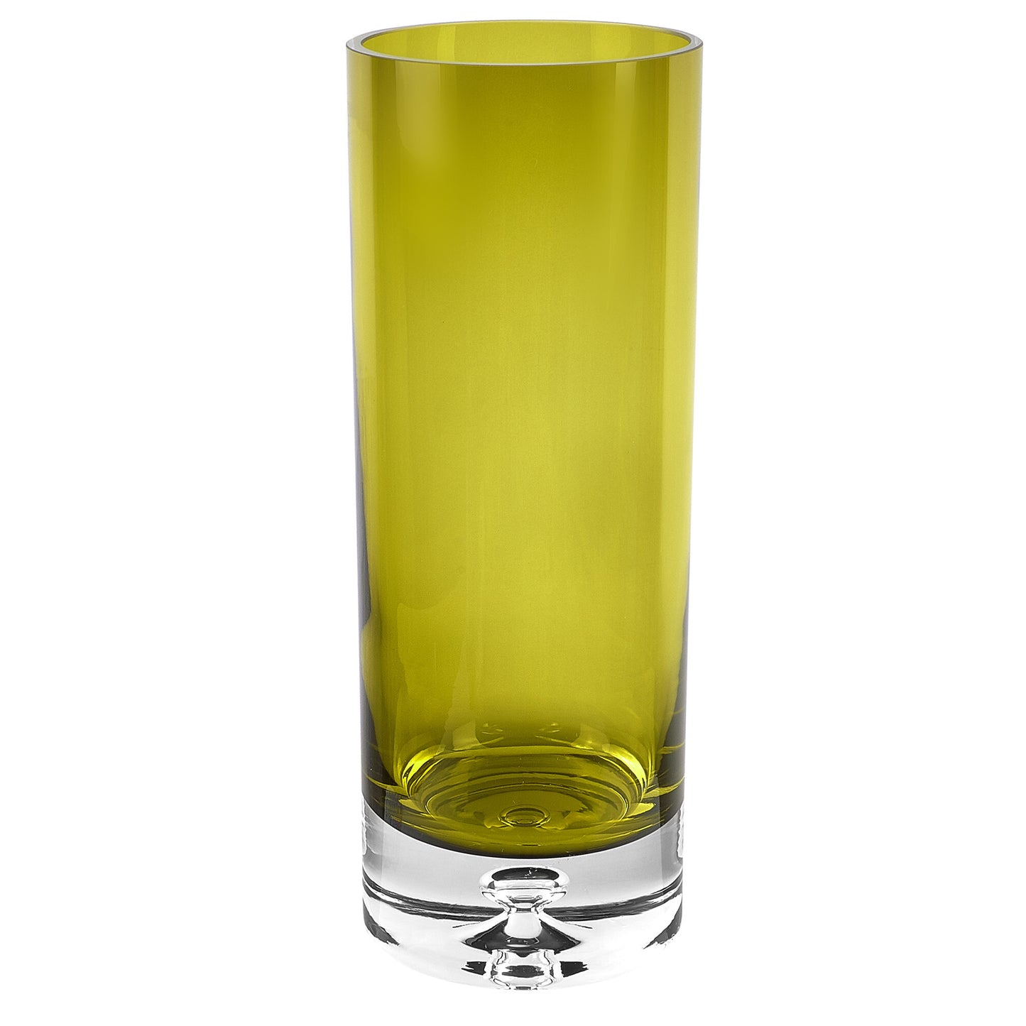 Hand-painted green glass vase detail view showing premium crystal quality, 11 inch traditional centerpiece