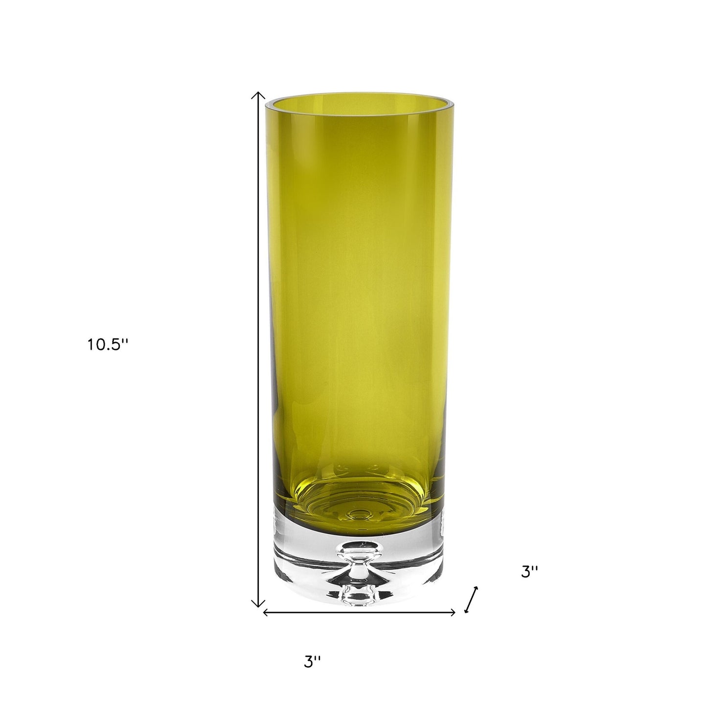 Traditional green crystal glass vase showing hand-painted craftsmanship, 11 inch elegant table decoration
