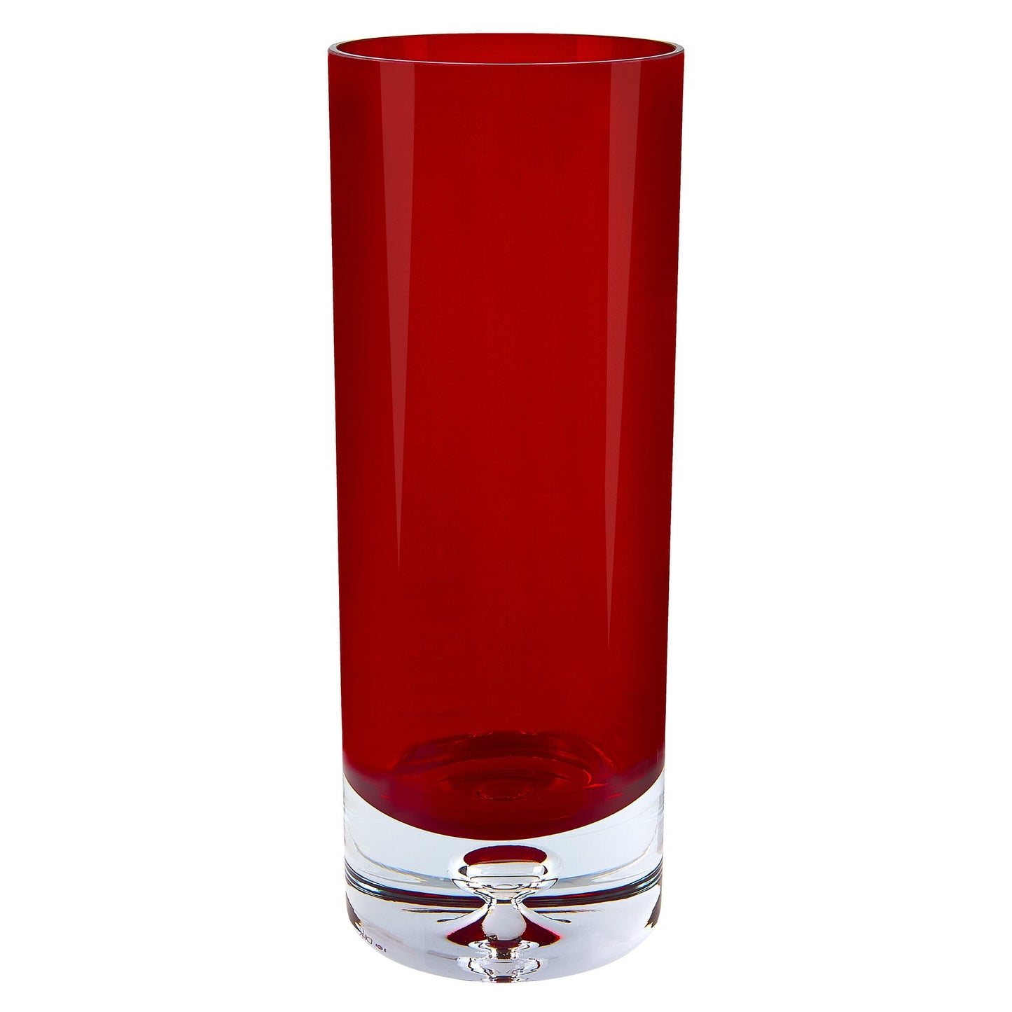 Crystal glass red vase detail view showing premium quality, 11 inch traditional centerpiece