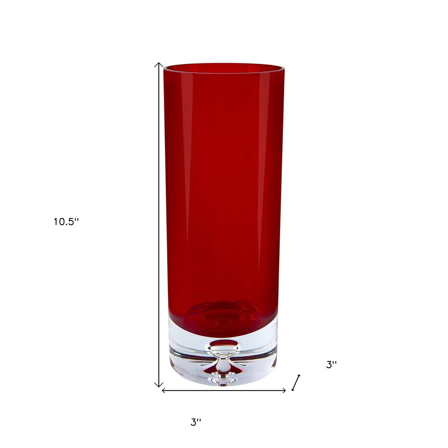 11 inch red cylinder crystal vase with striking color, elegant traditional home decor accent